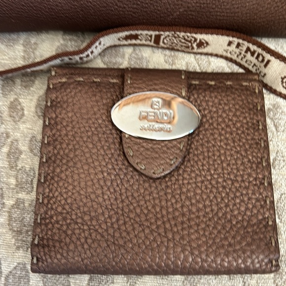 Fendi Selleria Bronze pebbled leather crossbody and matching wallet set - Picture 14 of 17